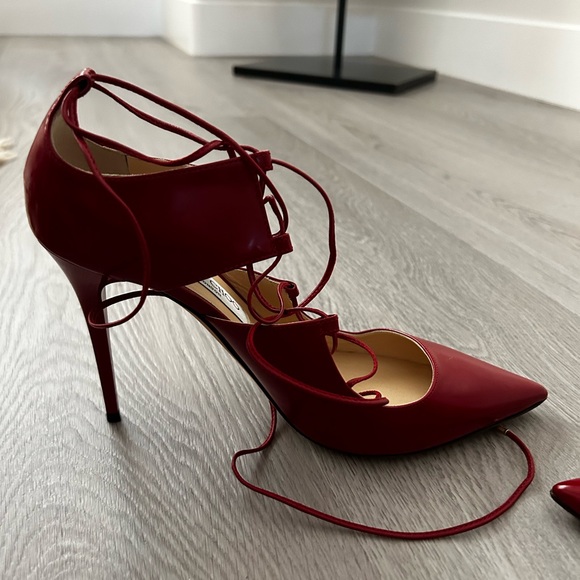 Jimmy Choo Hoops Lace-Up Leather Pump, Red - Picture 8 of 8
